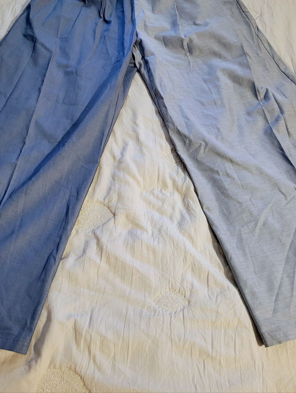 Proche Two-Tone Light And Medium Blue Sunday Wide Leg Pants, Cotton, Nwt, Xs/S — image 7 of 8
